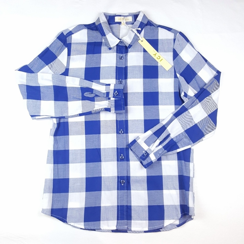ICY Fashion Women's Checkered Plaid Button Down